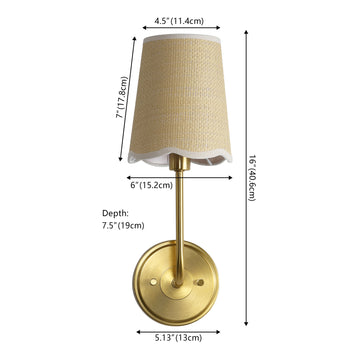 Lila Traditional Coastal Scalloped Fabric Shade/Metal LED Vanity Light